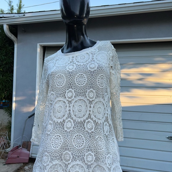 RolyPoly Tops - Lace Over Sheer Blouse